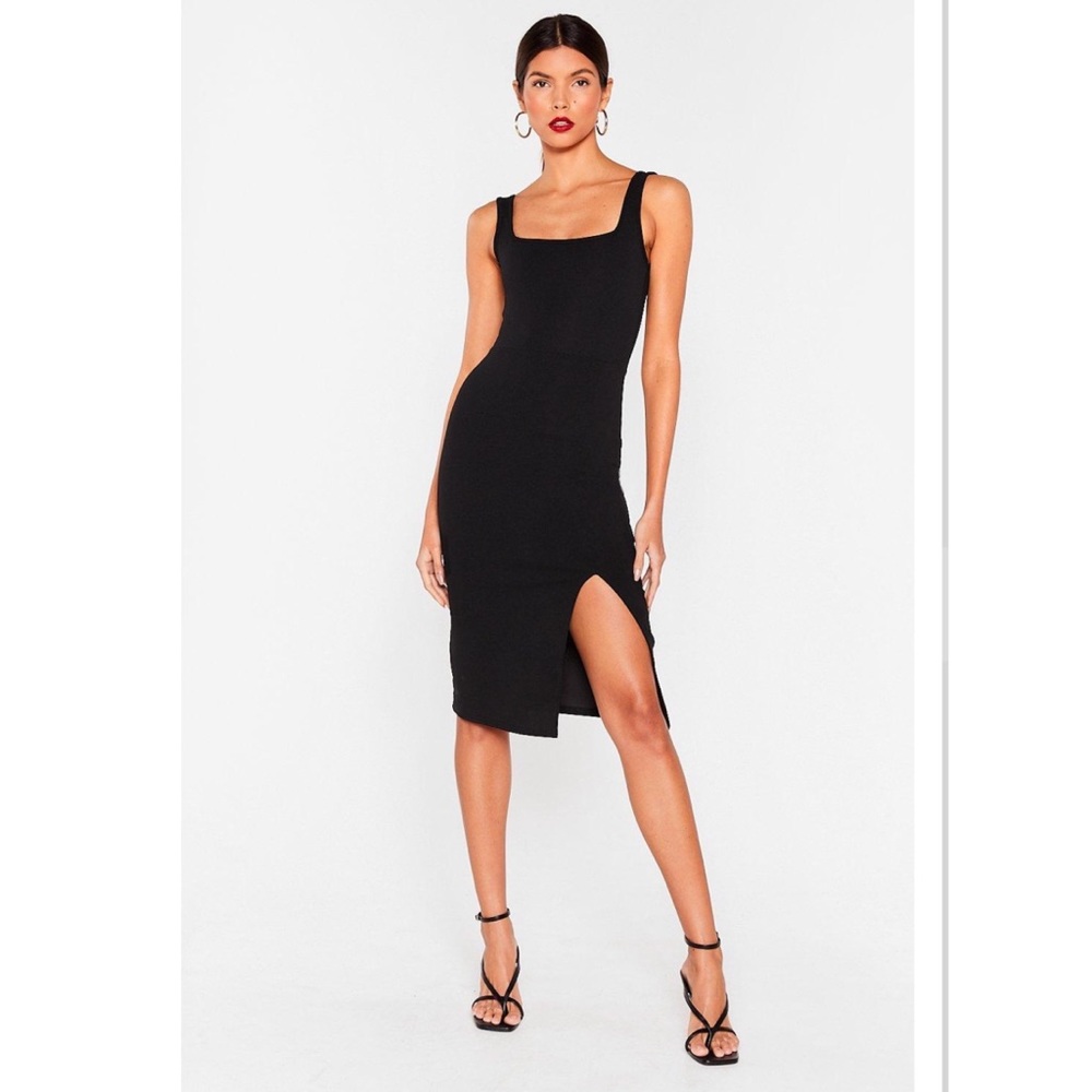 Nasty Gal Squarin’ to Go MIDI Dress BLACK size 4